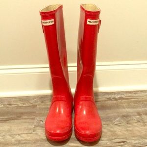 Red Gloss Hunter Boots